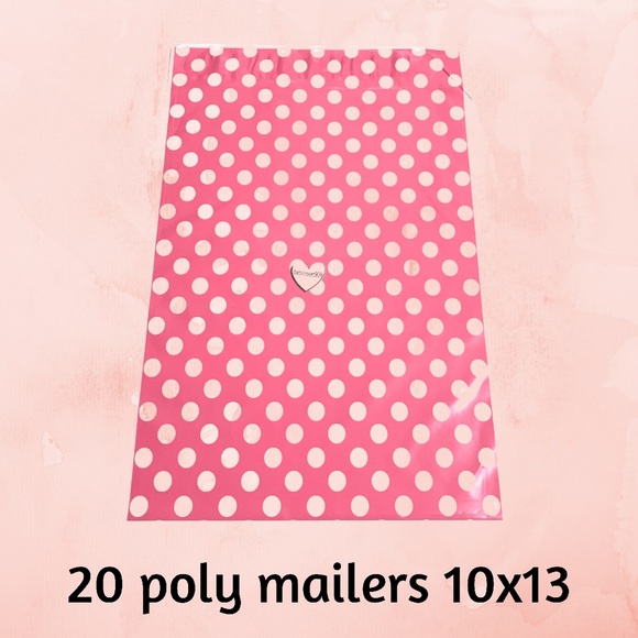 Other - 20- pink polka dot poly mailers sz 10x13